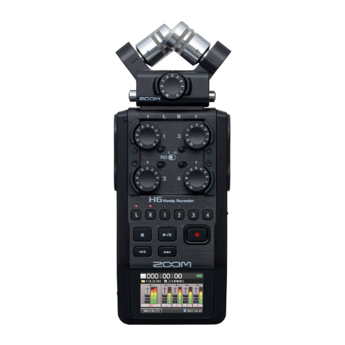 H6 All Black 6-Input / 6-Track Portable Handy Recorder with Single Mic Capsule (Black)